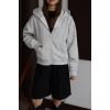 3 iplik şardonlu kapşonlu hoodie frm gri p510437