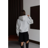 3 iplik şardonlu kapşonlu hoodie frm gri p510437