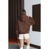 3 iplik şardonlu kapşonlu hoodie frm kahve p510437