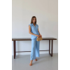 Keten yelek pantolon takım mavi pt