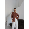 Tek cepli müslin gömlek kahve pt