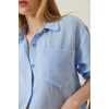 Tek cepli müslin gömlek mavi pt