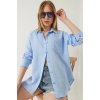Tek cepli müslin gömlek mavi pt