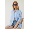 Tek cepli müslin gömlek mavi pt