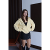 3 iplik şardonlu kapşonlu hoodie frm sarı p510437