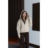 3 iplik şardonlu kapşonlu hoodie frm bej p510437
