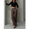 Zr deri palazzo pantolon kahve h24654