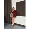 Astarlı yaka detaylı artos ceket bordo st2651019