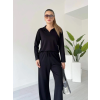 Polo yaka alt üst kollu modal takım siyah pt
