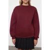 3 iplik şardonlu bisiklet yaka sweatshirt bordo