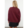 3 iplik şardonlu bisiklet yaka sweatshirt bordo