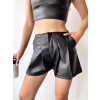 Pileli deri şort siyah h240053