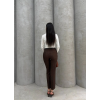 Dar paça kemerli kumaş pantolon kahve pt53