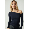 Asimetrik yaka bluz lacivert pt