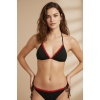 Premium Kadın 4’lü Fitilli Set – Siyah Kırmızı Biyeli (Pijama Üst, Pantolon, Bikini Takımı)
