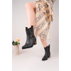 Matin Siyah Cilt Topuklu Bot