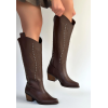 Meof Acı Kahve Cilt Topuklu Çizme