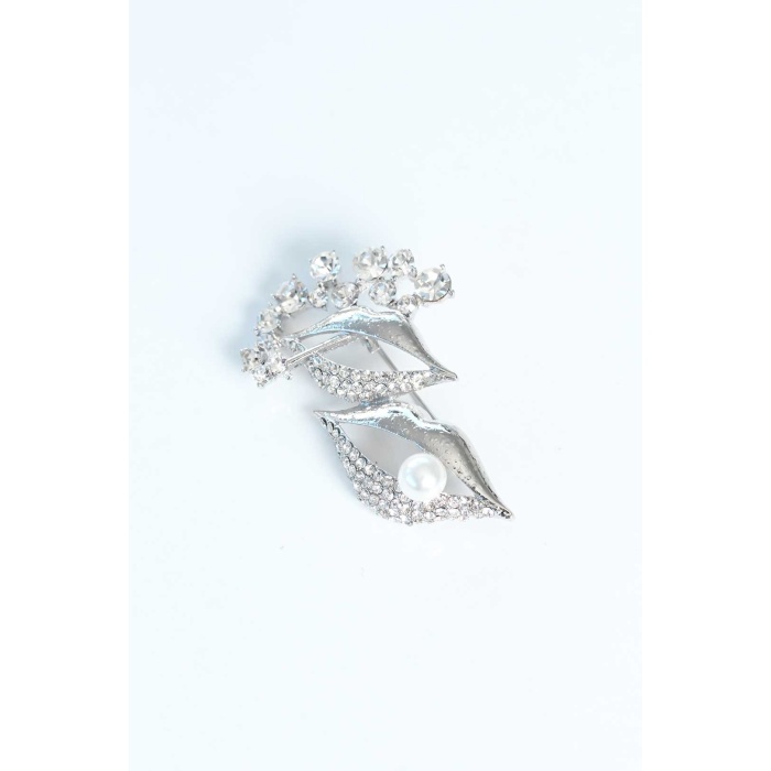 Zirkon Taşlı Metal Broş