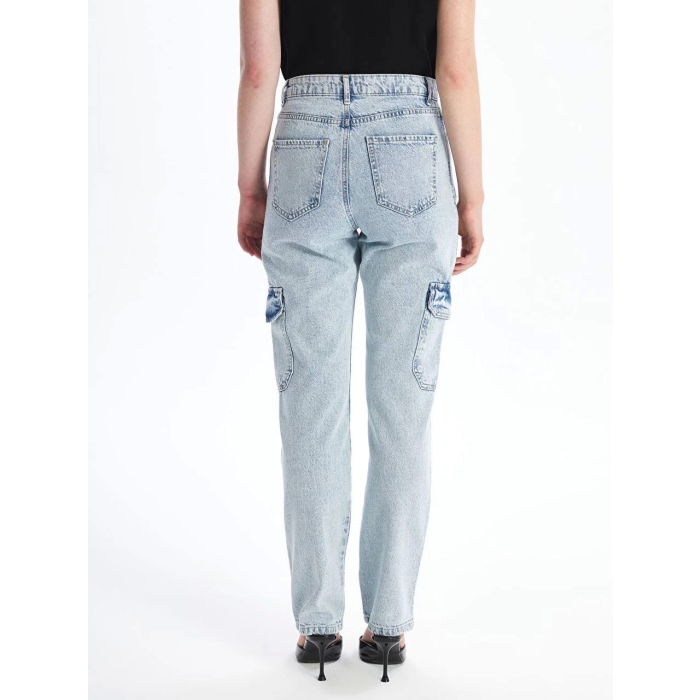Kargo cep kar yıkama jeans pantolon