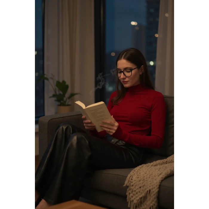 Kadın Bordo Parmak Detaylı Esnek Uzun Kollu Body