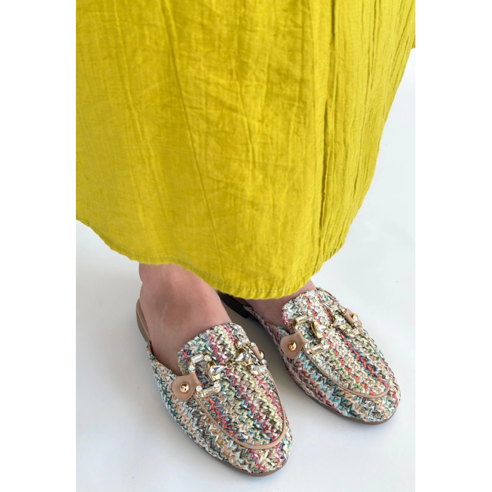 Yenda Renkli Dokumalı Terlik