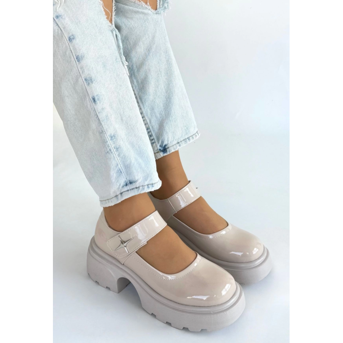 Siyat Bej Rugan Dolgu Topuk Oxford Ayakkabı