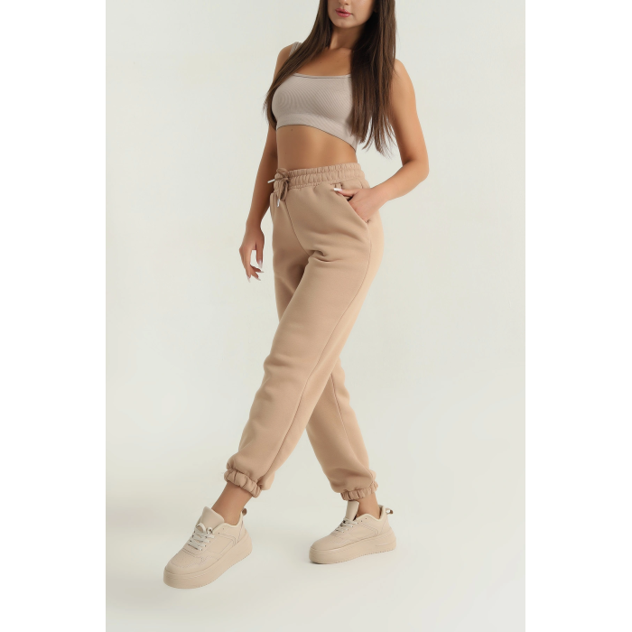 3 iplik şardonlu paça lastikli eşofman bisküvi is001