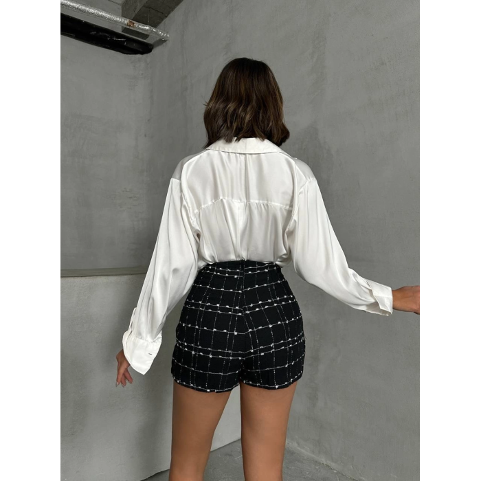 İki düğmeli ch kumaş şort etek siyah h26414