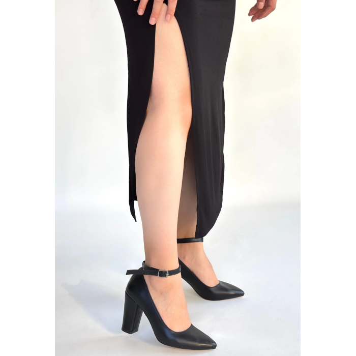 Rity Siyah Cilt Topuklu Ayakkabı