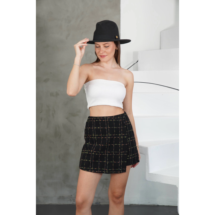 İki düğmeli şort etek siyah h26414