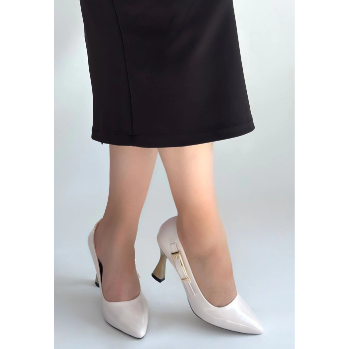 Motya Bej Rugan Topuklu Ayakkabı