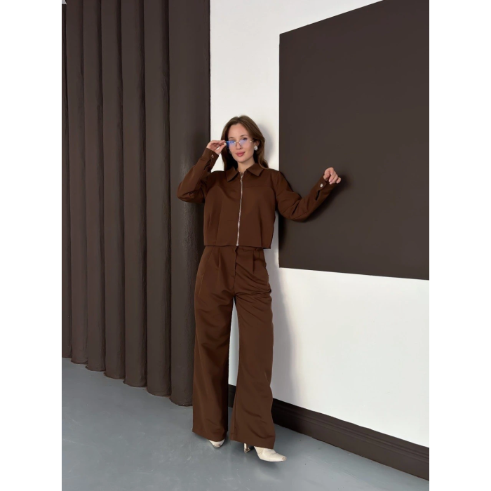 Trenç takım alt üst kahve ons