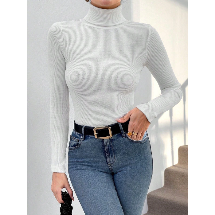 Balıkçı yaka dar kesim kaşkorse kazak beyaz