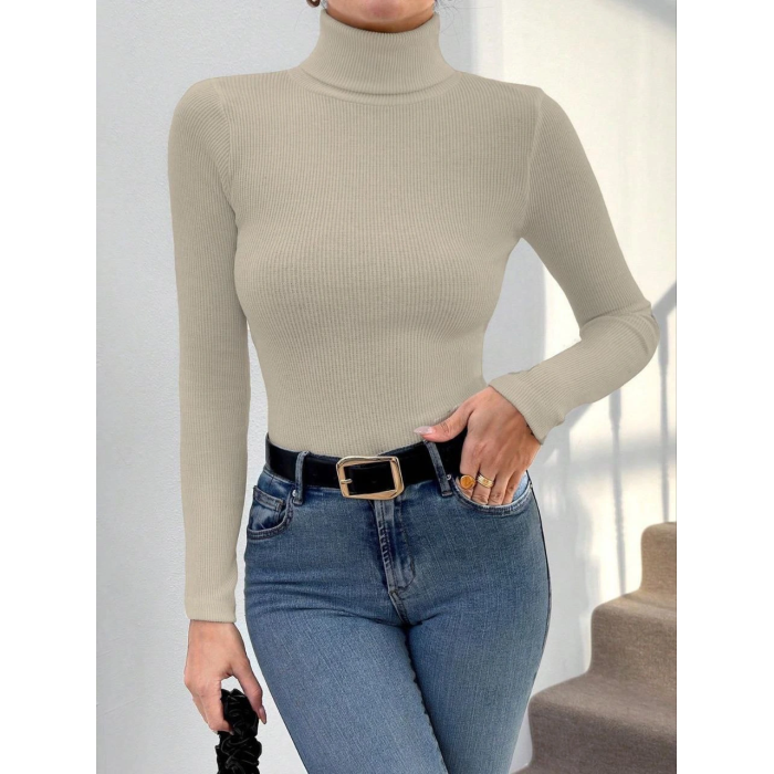 Balıkçı yaka dar kesim kaşkorse kazak bej w3103