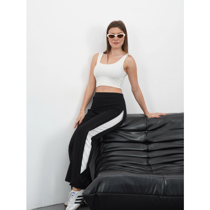 Yandan katlamalı pantolon siyah