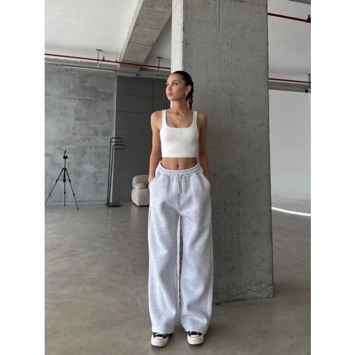 3 iplik şardonlu oversize eşofman gri