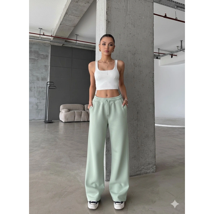 3 iplik şardonlu oversize eşofman mint yeşili