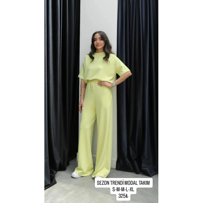 Tshirt alt üst modal takım sarı