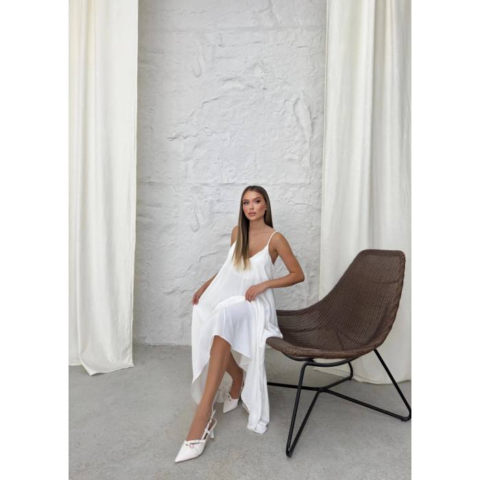 Aerobin uzun elbise beyaz pt