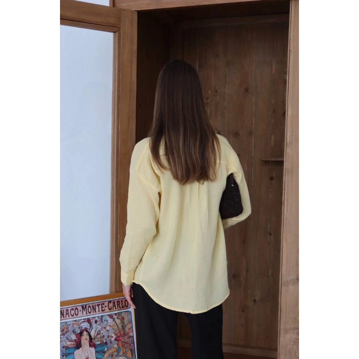 Tek cepli müslin gömlek sarı