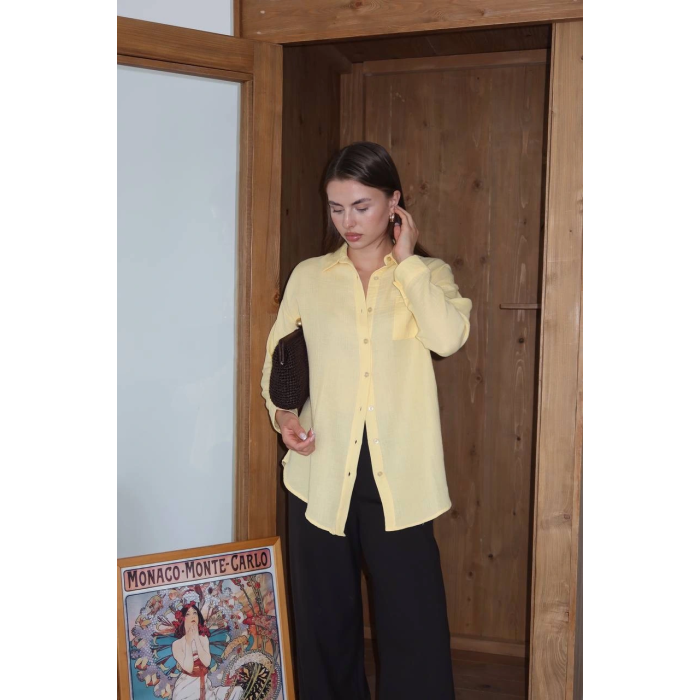Tek cepli müslin gömlek sarı