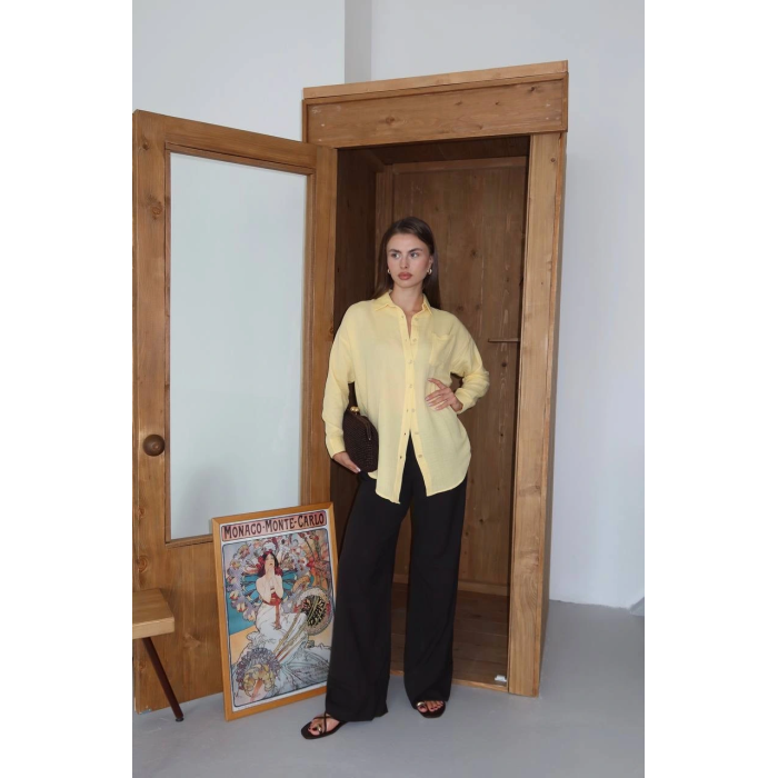 Tek cepli müslin gömlek sarı