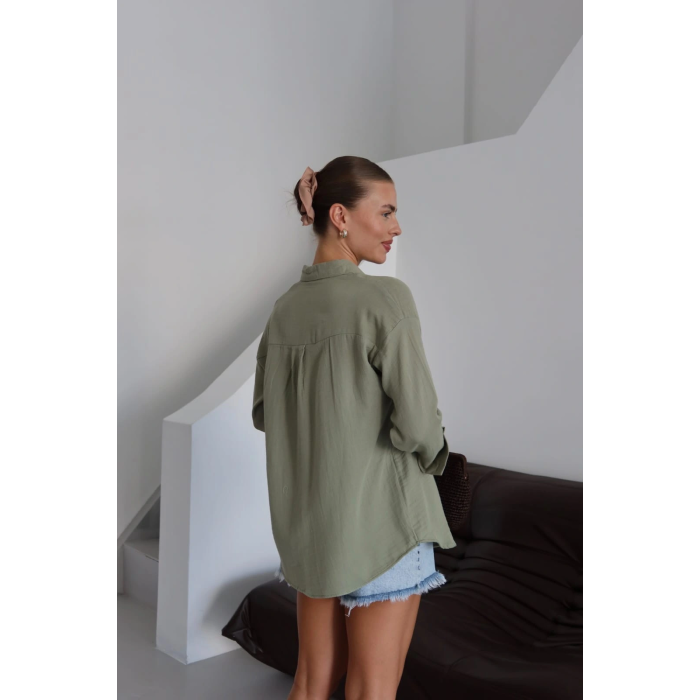 Tek cepli müslin gömlek haki pt