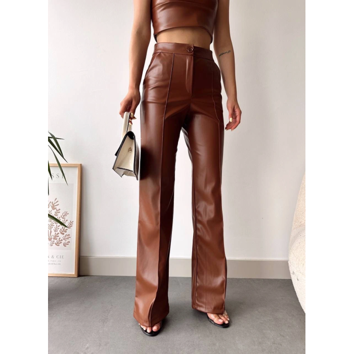 deri palazzo pantolon kahve hf