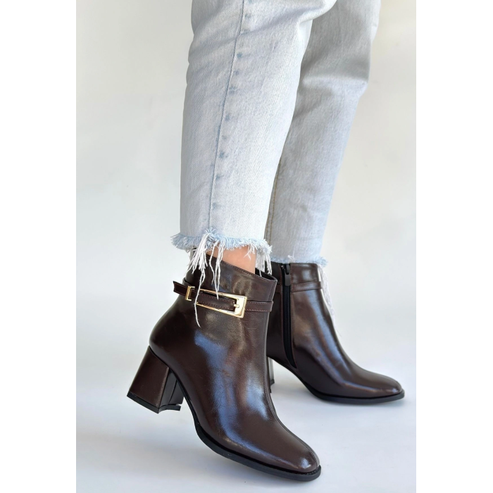 Rivav Acı Kahve Rugan Topuklu Bot