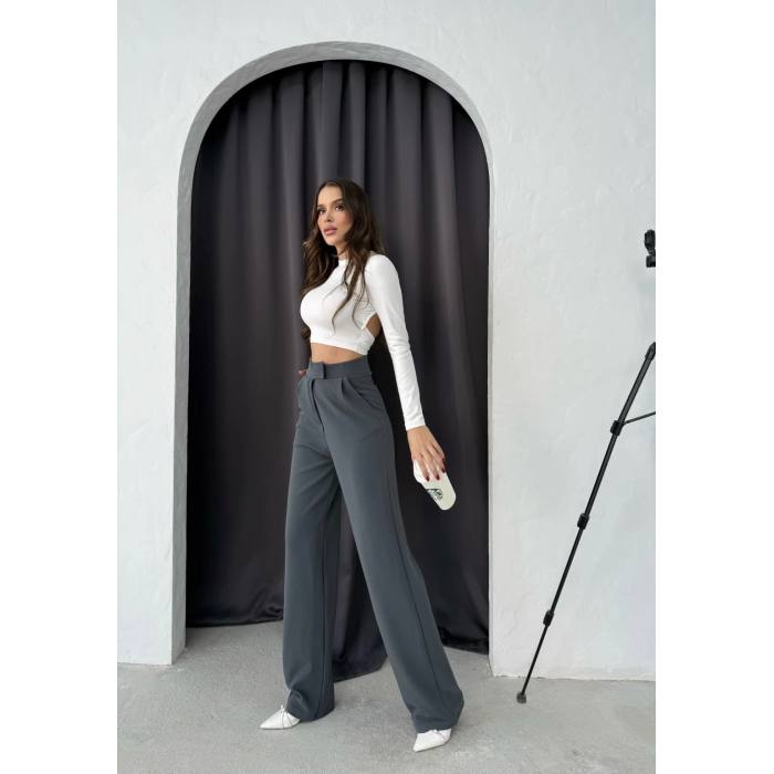 Cırtlı pantolon krep füme pt