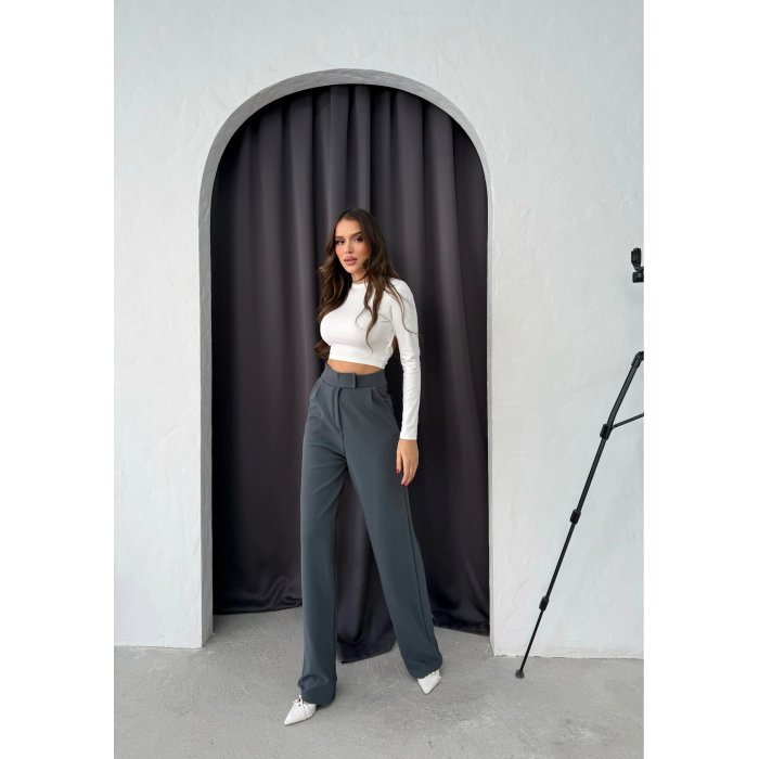 Cırtlı pantolon krep füme pt