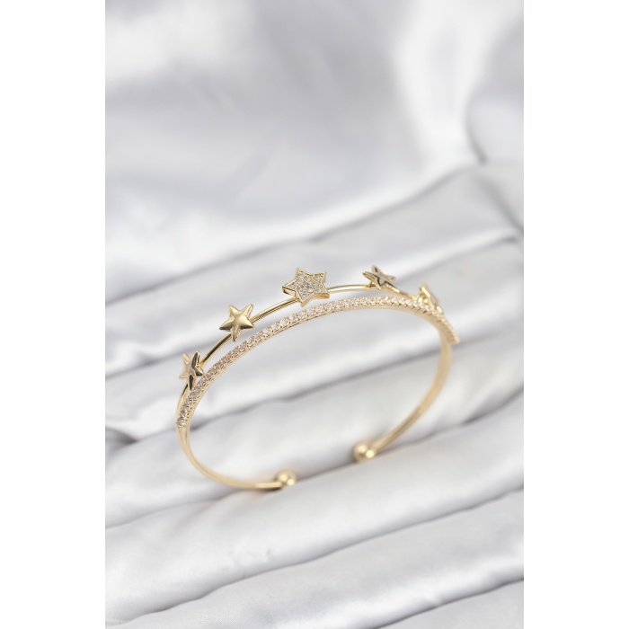 Yıldız Model Gold Renk Pirinç Kadın Bileklik
