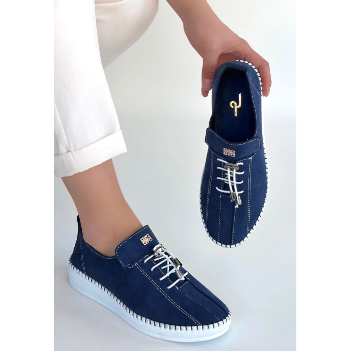 Warte Lacivert Süet Bağcıklı Spor Ayakkabı