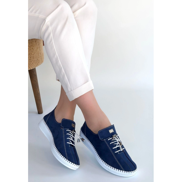 Warte Lacivert Süet Bağcıklı Spor Ayakkabı